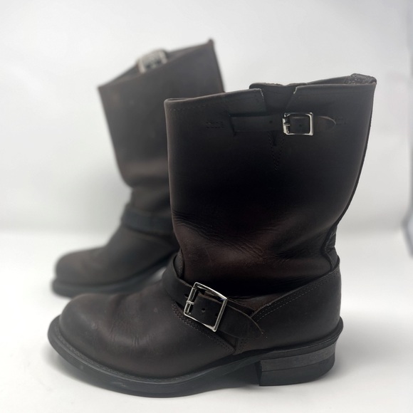 Frye Boots Moto Harness Chunky Dark Brown Size 9 - Picture 1 of 8